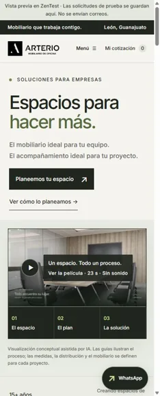 Vista previa para celular del nuevo sitio de Arterio, cliente de León, Guanajuato